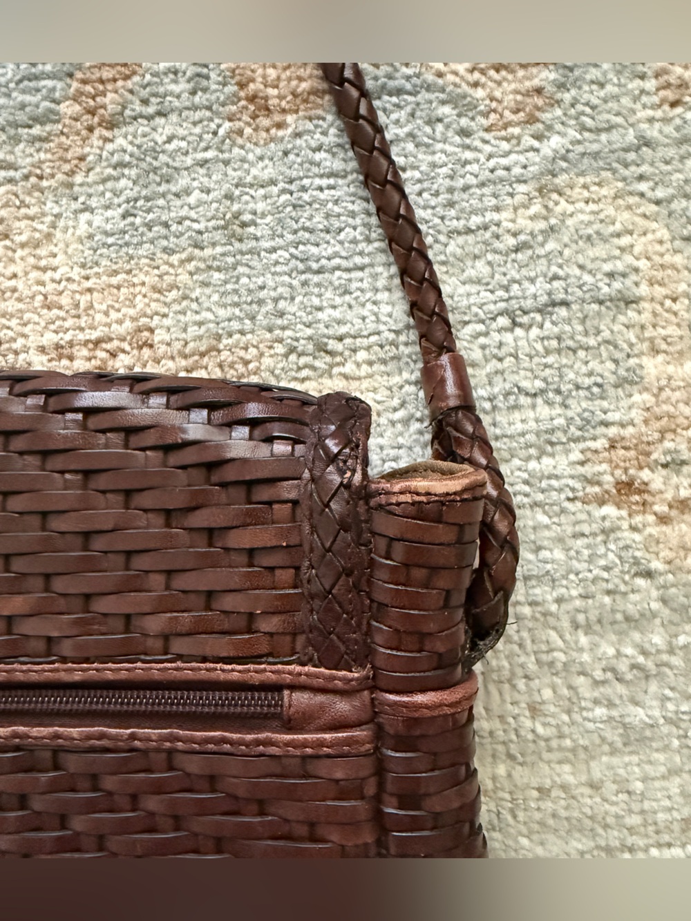 Vintage Talbots Leather Woven Purse - Picture 5 of 5